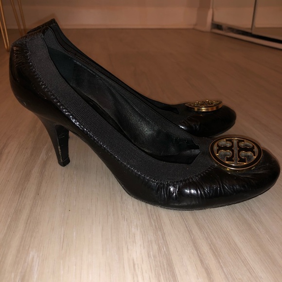 {Tory Burch} Caroline elastic shiny black mid - Picture 2 of 8